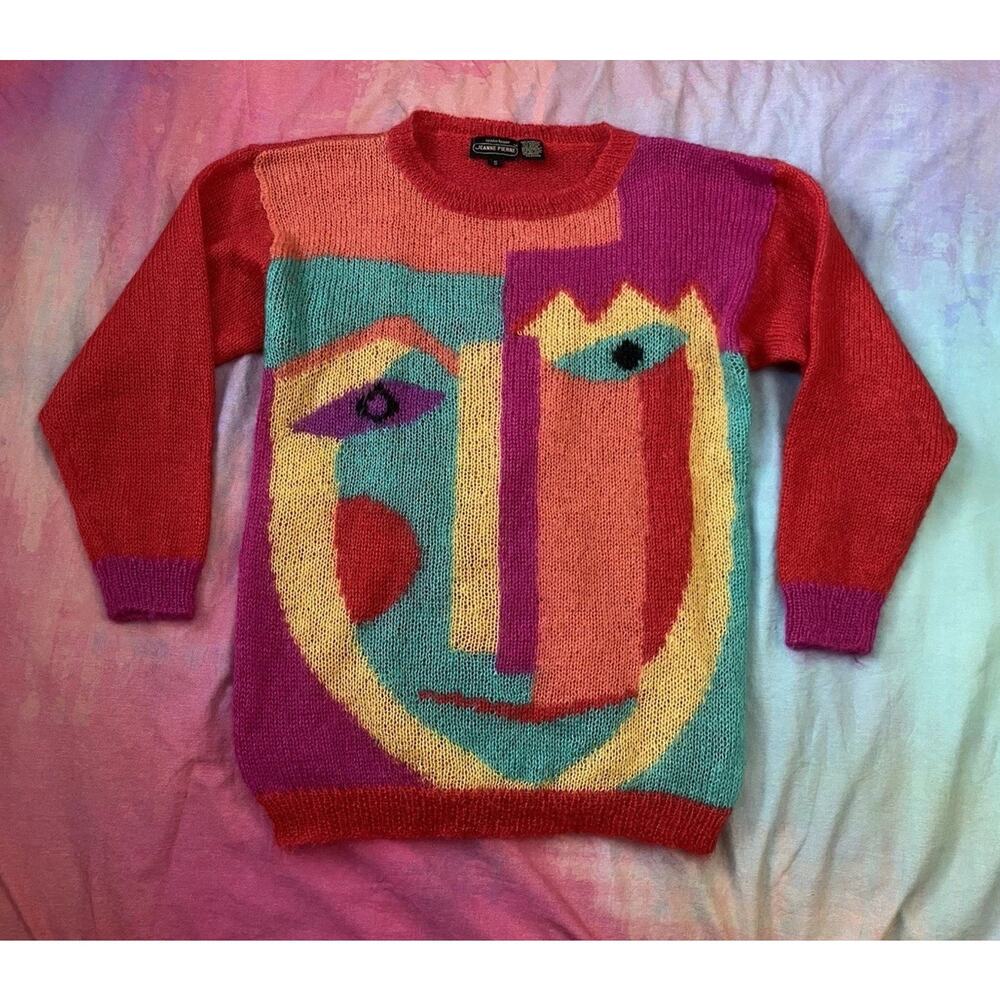 Vintage Renee Tener For Jeanne Pierre Art To Wear PICASSO Mohair Sweater Sz S